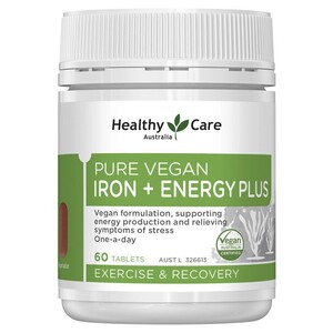 [PRE-ORDER] STRAIGHT FROM AUSTRALIA - Healthy Care Pure Vegan Iron + Energy Plus 60 Tablets